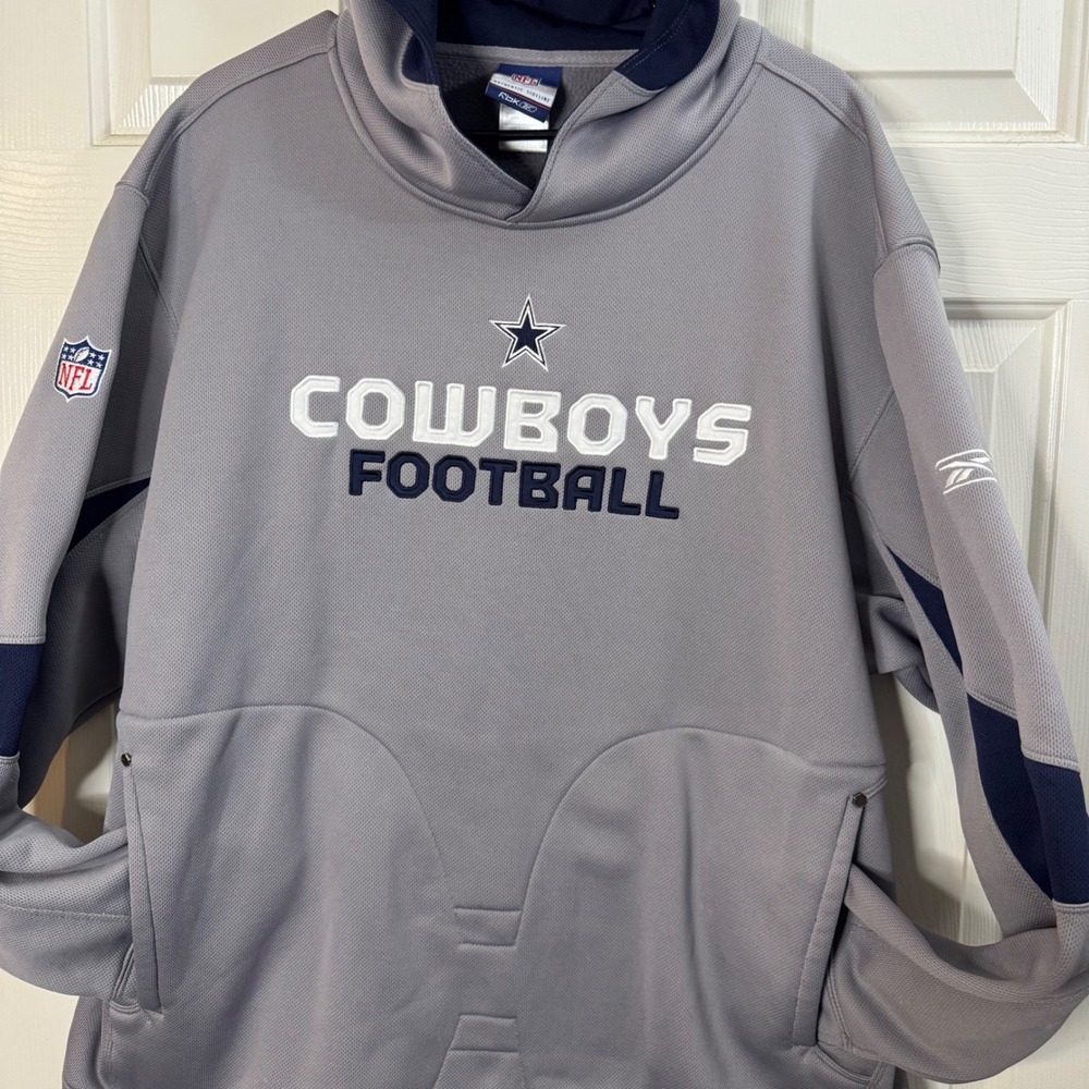 NFL Heavy Dallas Cowboys Authentic Sideline Reebok Hoodie Gray Men's XL EUC - Picture 5 of 10